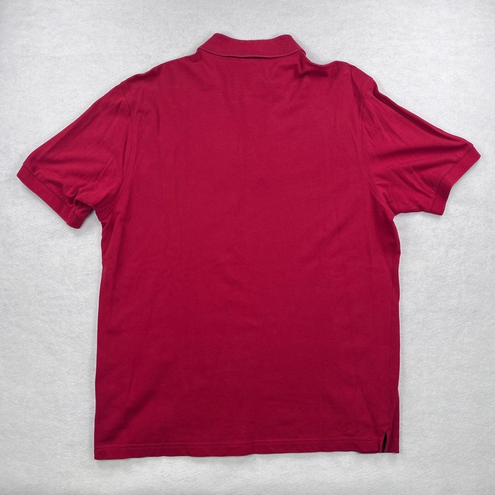 Hugo Boss Mens Red Pima Cotton Short Sleeve Polo Shirt Size L Logo Collared - Picture 5 of 9